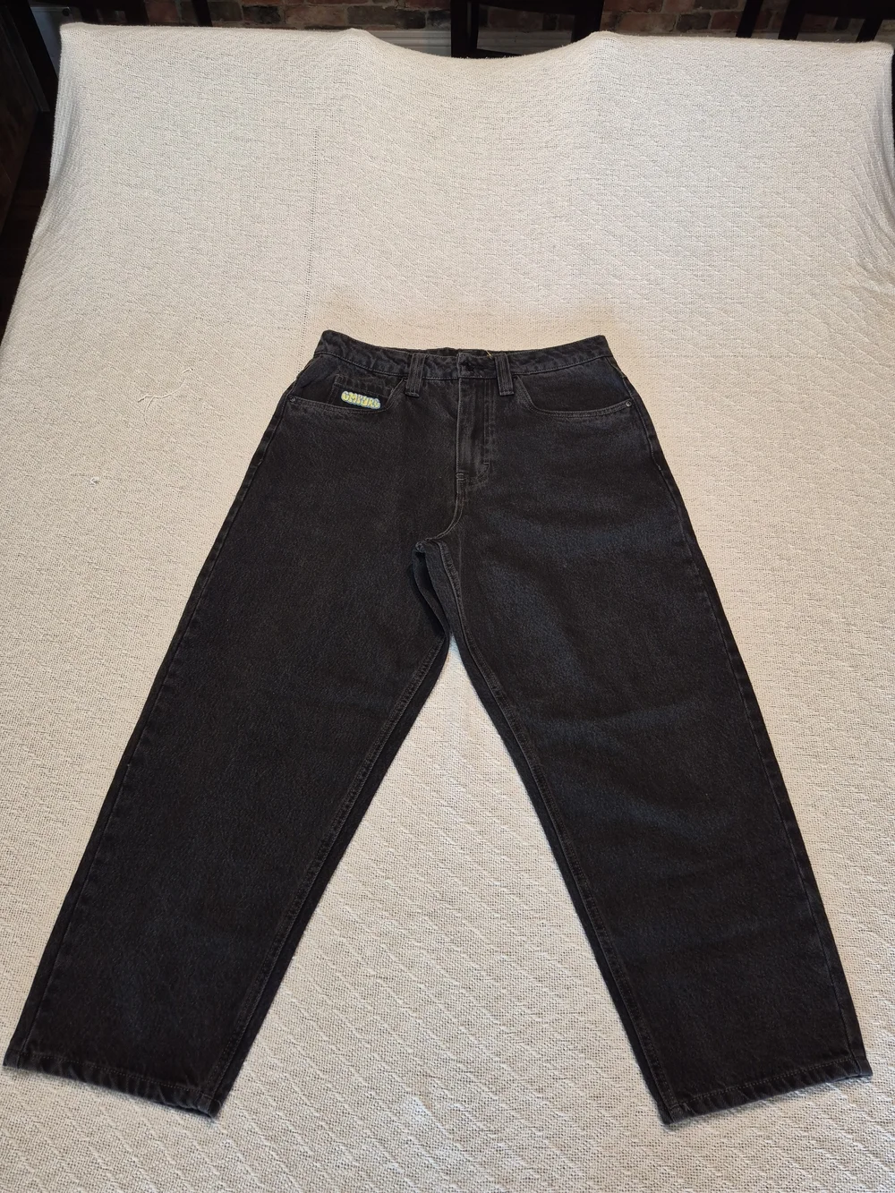Empyre Men's Black Loose Fit Skater Jeans with Branded Patch